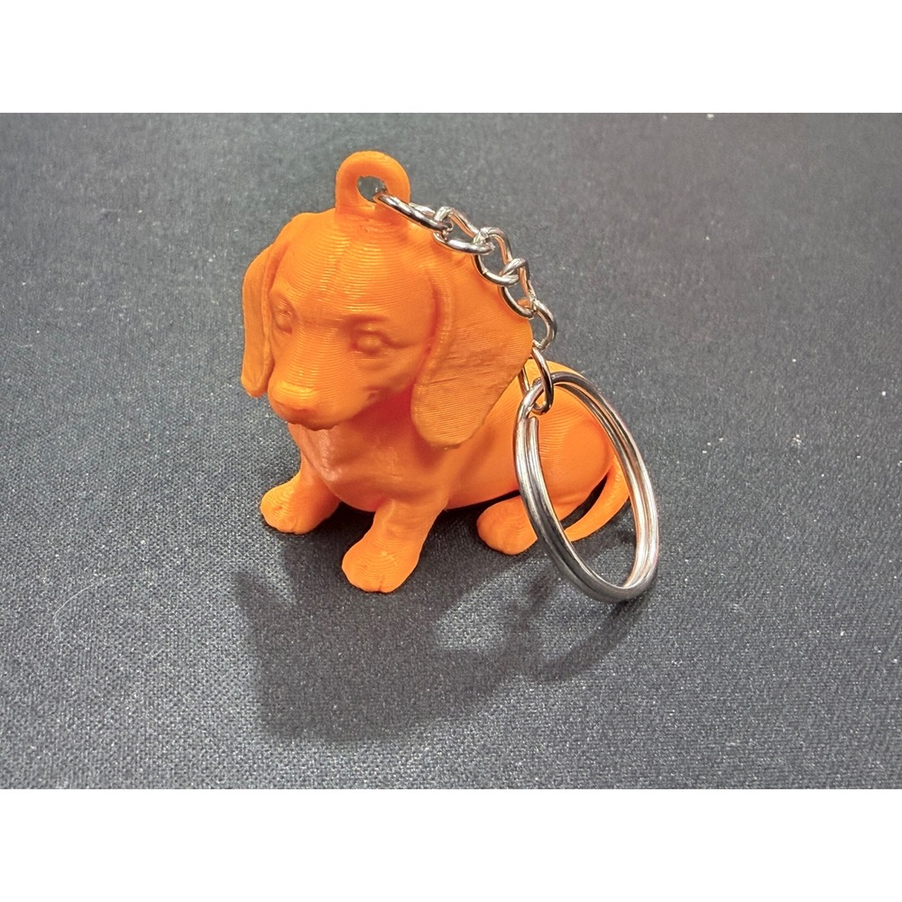 Orange Dachshund Wiener Dog Keychain 3D Printed Puppy Charm Accessory